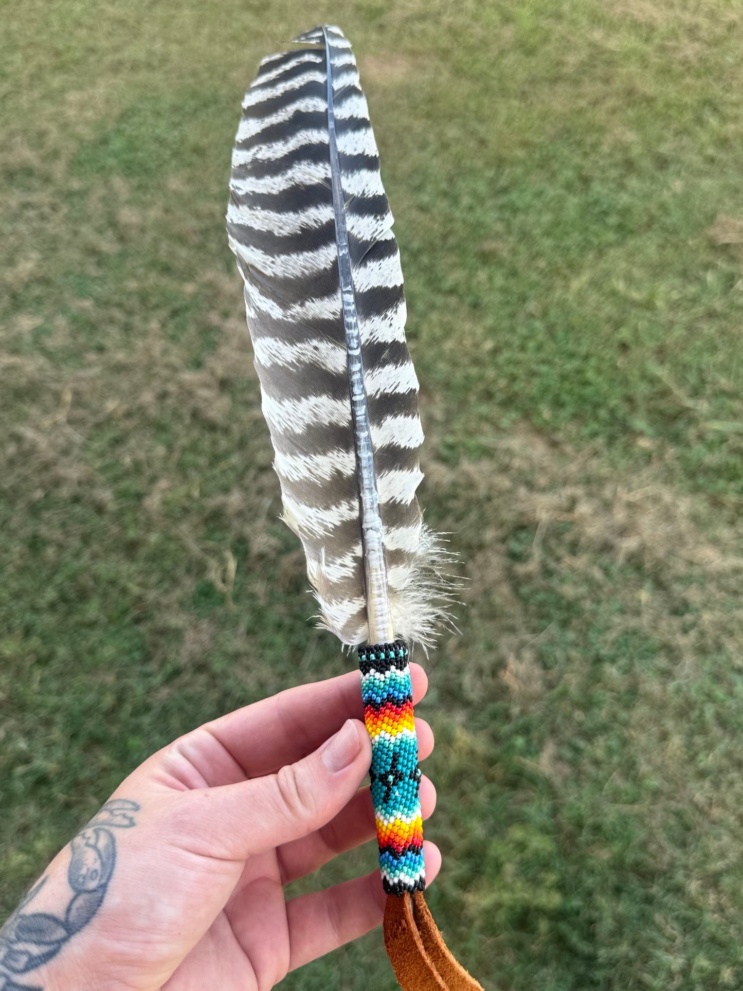 Beaded Turkey feather