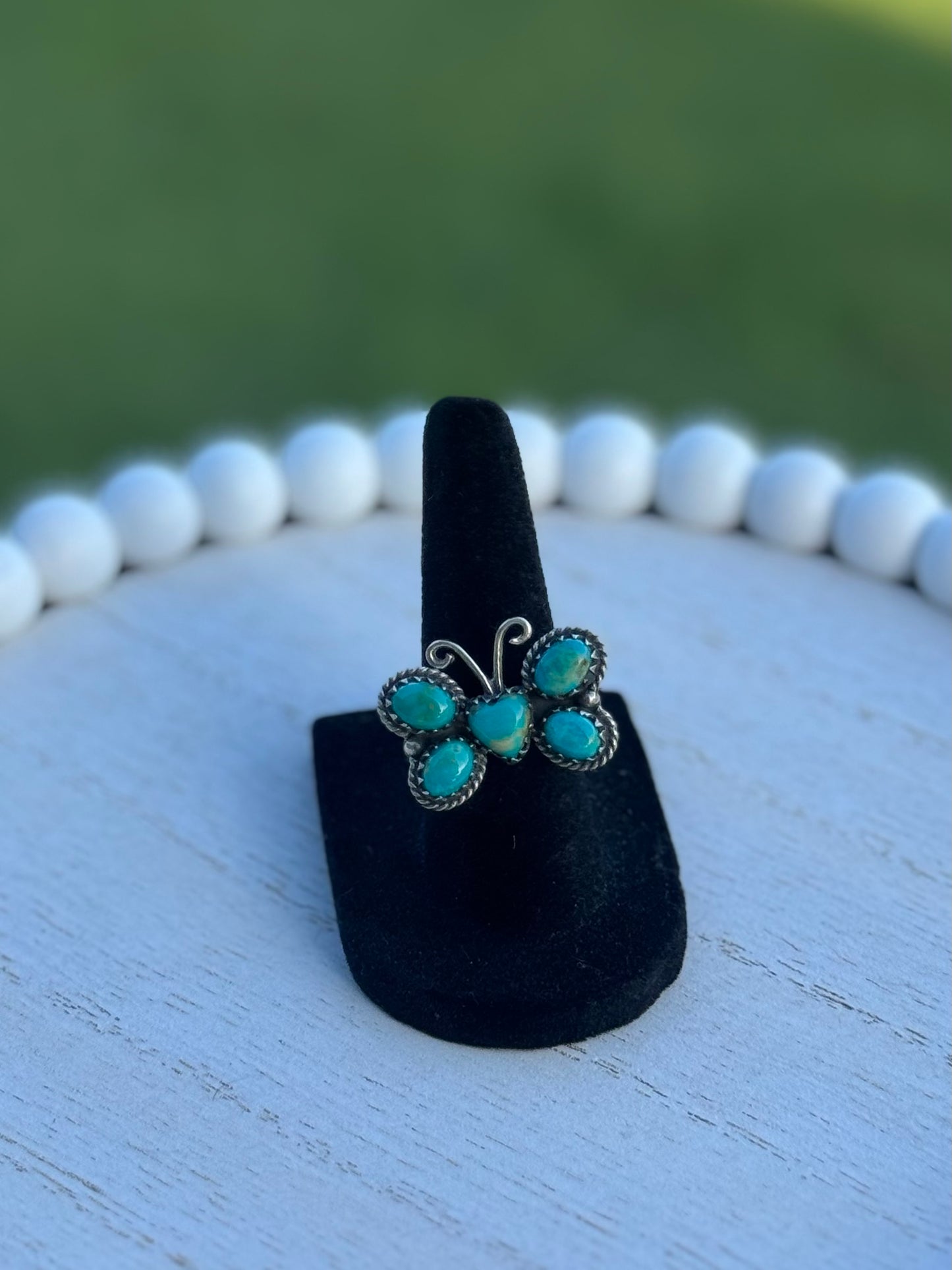 Turquoise butterfly ring
