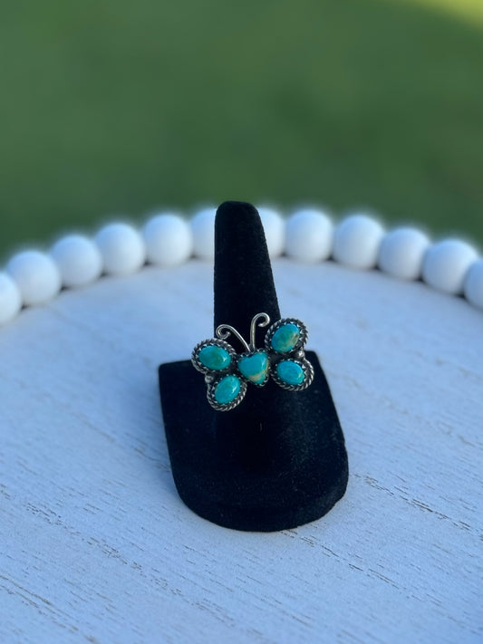 Turquoise butterfly ring