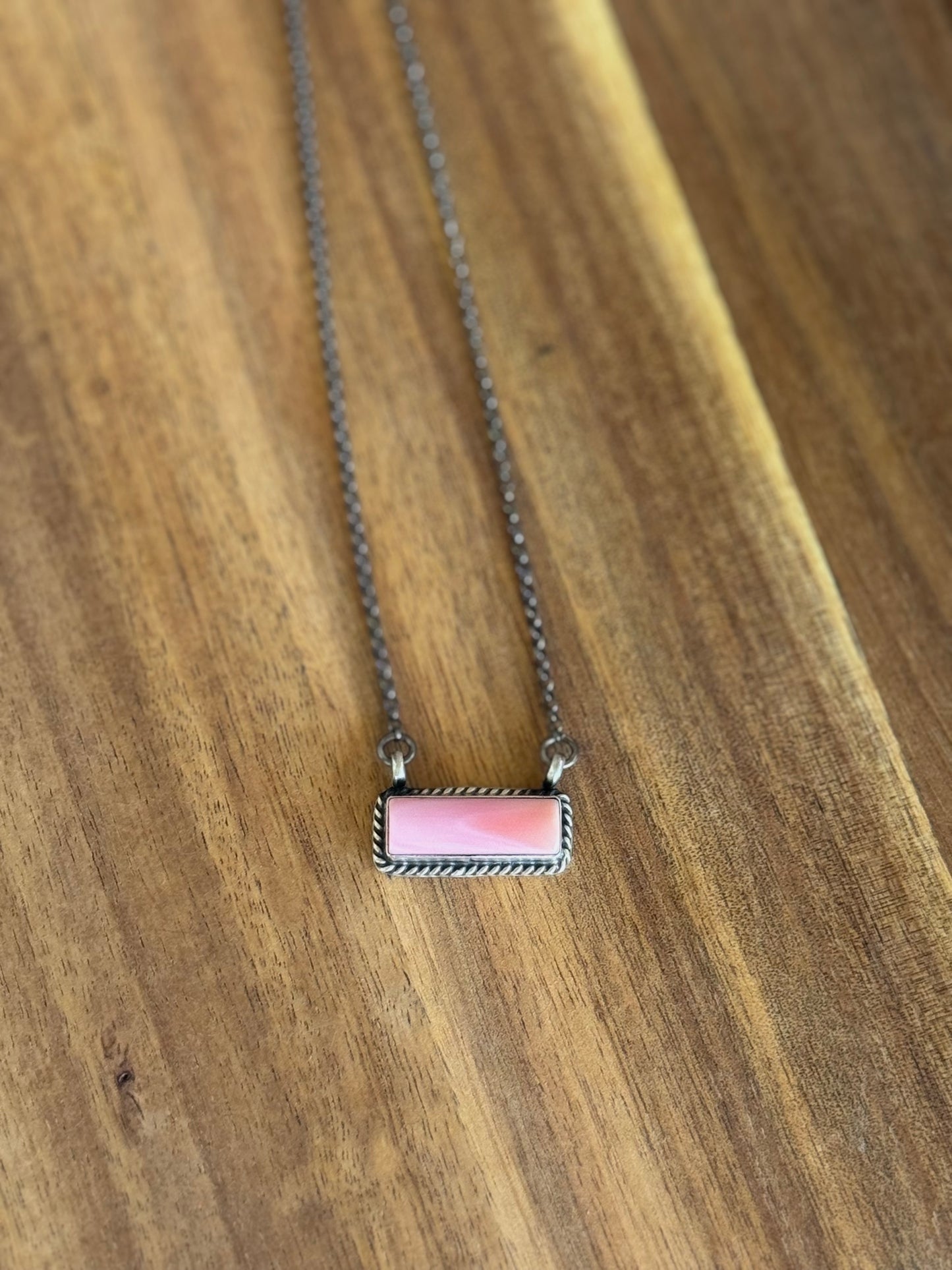 Pink Conch Bar Necklace