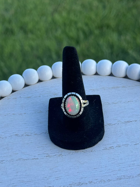 White Opal Ring