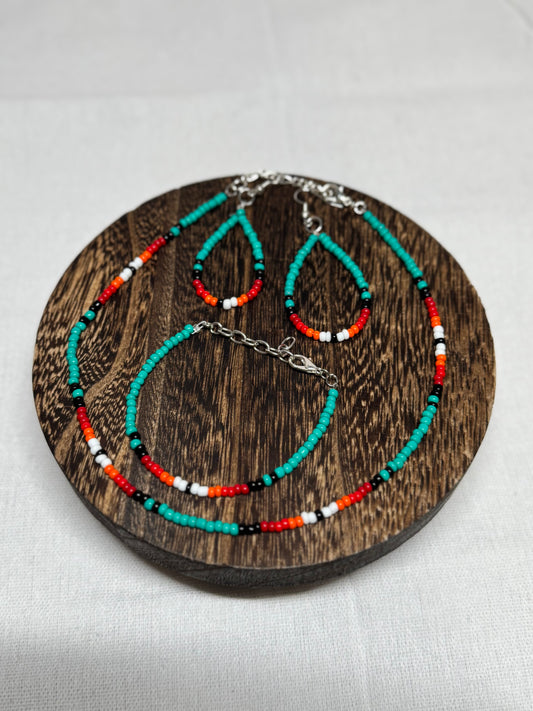 Earrings, Bracelet, Choker Set