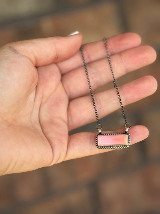 Pink Conch Bar Necklace