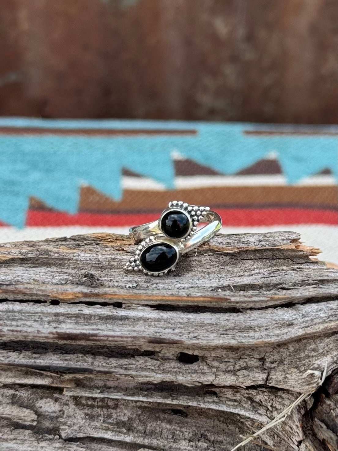 Black onyx bypass ring