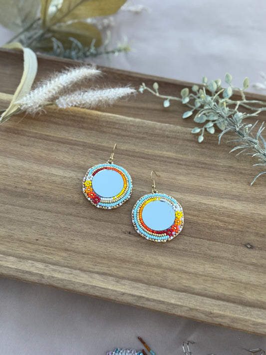 Fire color floral earrings