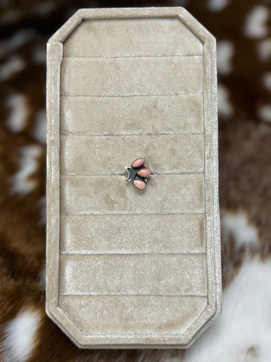 Pink Conch & Moon Ring